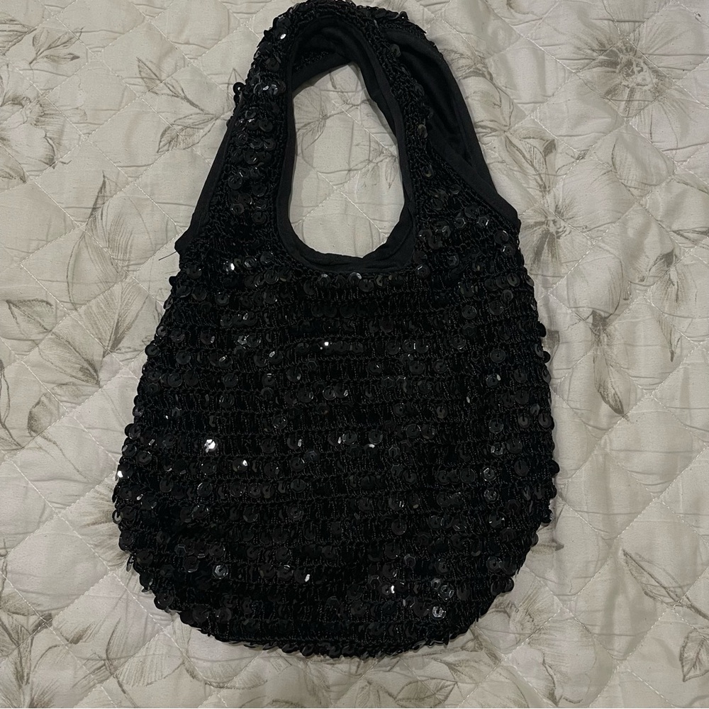 Bueno Black Sequin Shoulder Bag